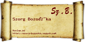 Szorg Bozsóka névjegykártya